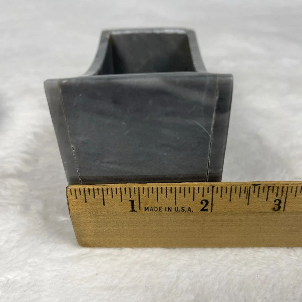 Natural Stone Gray Marble Round Coaster Set 6 w/ Holder Contemporary Red Felt